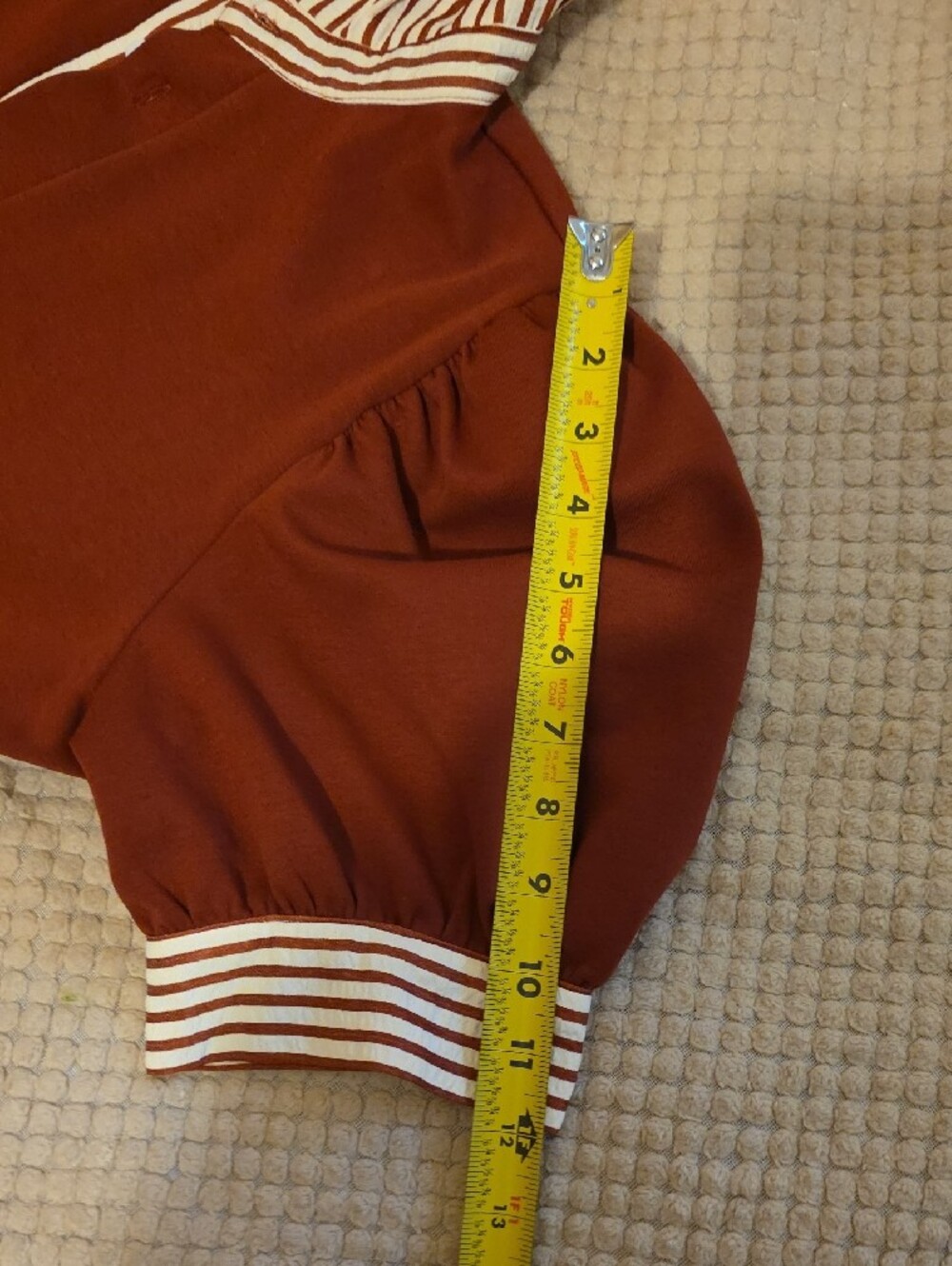 Entro Dress Burnt Orange W/ Cream & Burnt Orange Pinstripe Collar & Sleeve Cuff - Picture 10 of 10